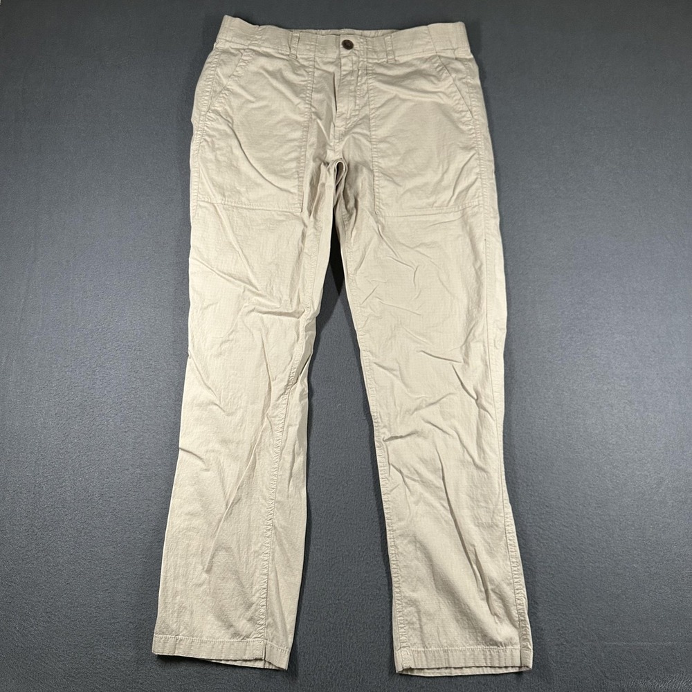 Bonobos Ripstop Chino Pants Mens 31x30 Beige Elastic Waist Straight Leg Casual